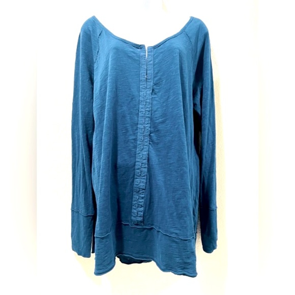Soft Surroundings Mystic tunic long sleeve tee in teal | Size XL